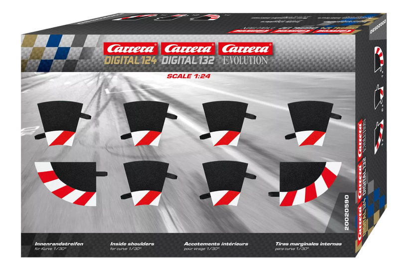 Carrera 20590 Innenrandstreifen für Kurve 1/30° 6 Stk., Endstücke 2 Stk.