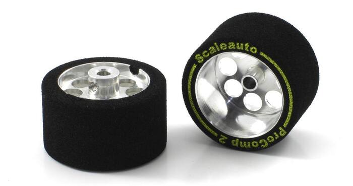 Scaleauto SC2538P Kompletträder Ø25,5x16mm ProComp-4 Moosgummi m.Ø19mm Alufelgen f.Ø3mm