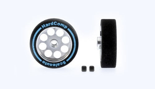 Scaleauto SC2721P Kompletträder Ø25,5x8mm HardComp Moosgummi m.Ø19mm Alufelgen f.Ø3mm Vorderräder
