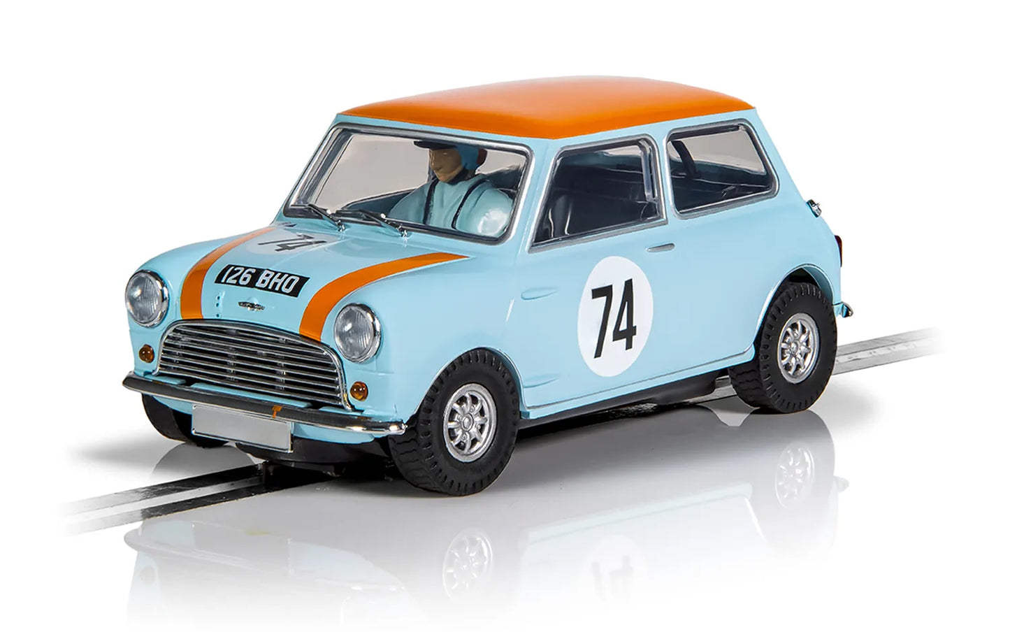 Scalextric C4325 Austin Mini Cooper S - Gulf Edition Nick Riley & Gabriele Tarquini