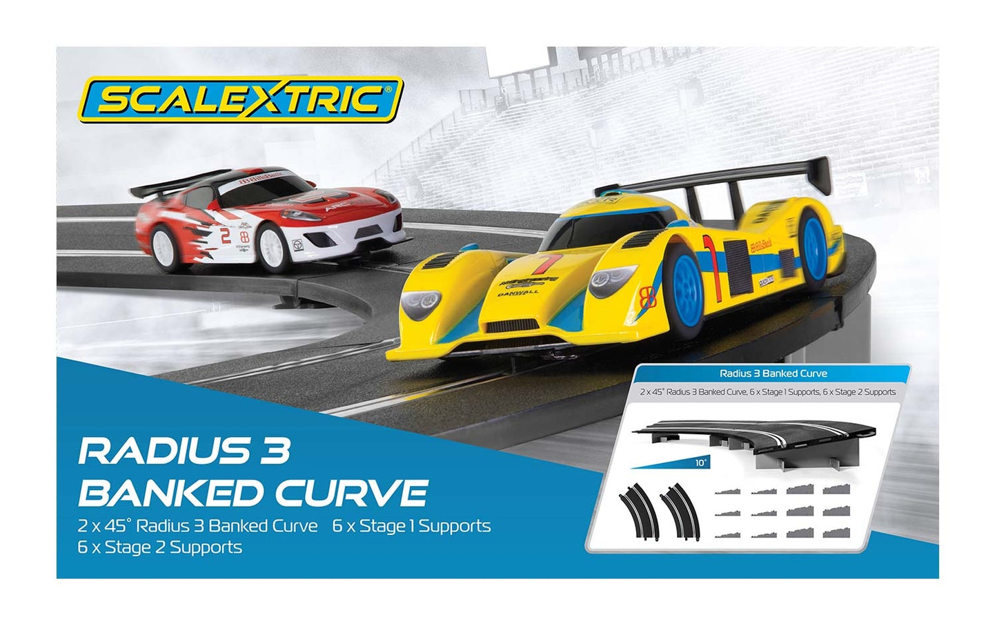 Scalextric C8297 Radius 3 10° Steilkurve 45° x 2 inkl. Stützen