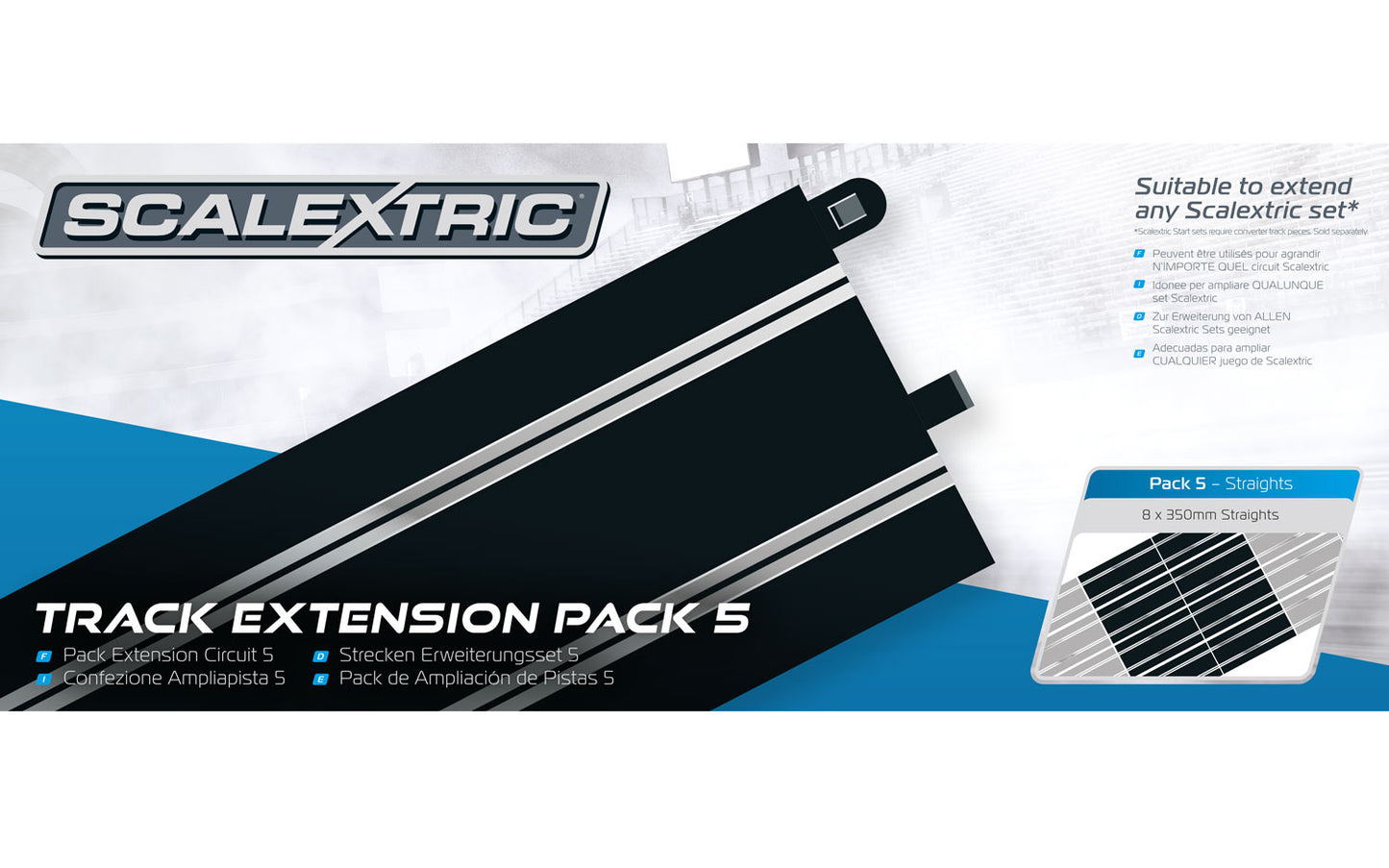 Scalextric C8554 Track-Erweiterungspaket 5 Standardgerade x8