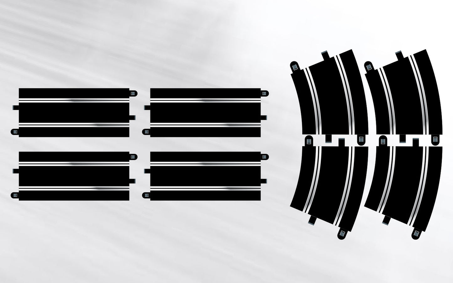 Scalextric C8556 Track-Erweiterungspaket 7 Standardgerade x4 & Radius 3 Kurve 22,5° x4