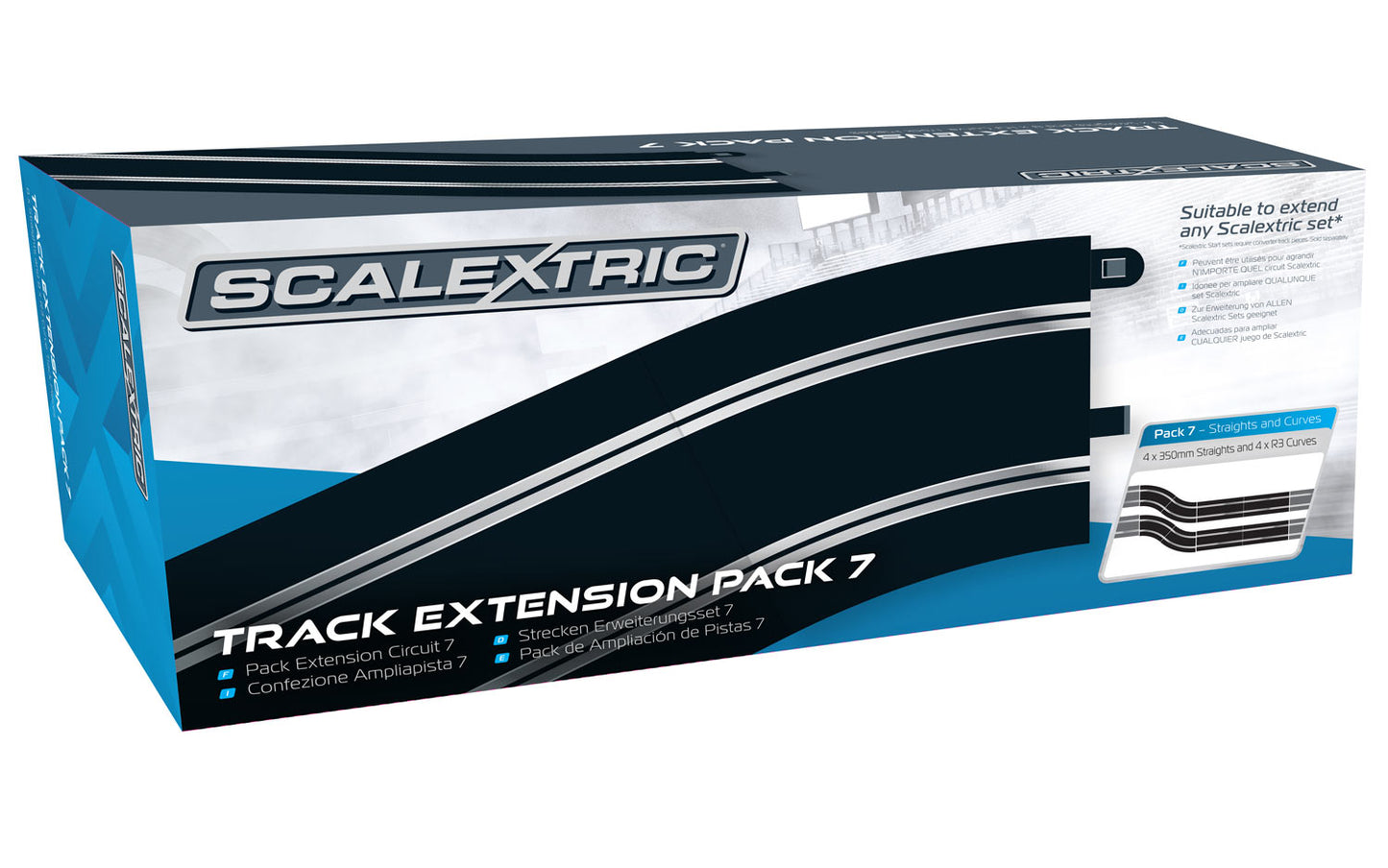 Scalextric C8556 Track-Erweiterungspaket 7 Standardgerade x4 & Radius 3 Kurve 22,5° x4