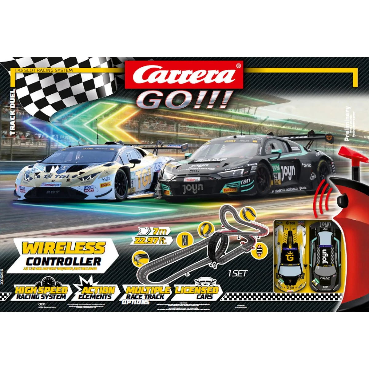 Verpackung der Carrera GO!!! Racing Duel Rennbahn mit 7 Metern Streckenlänge und Wireless Controller