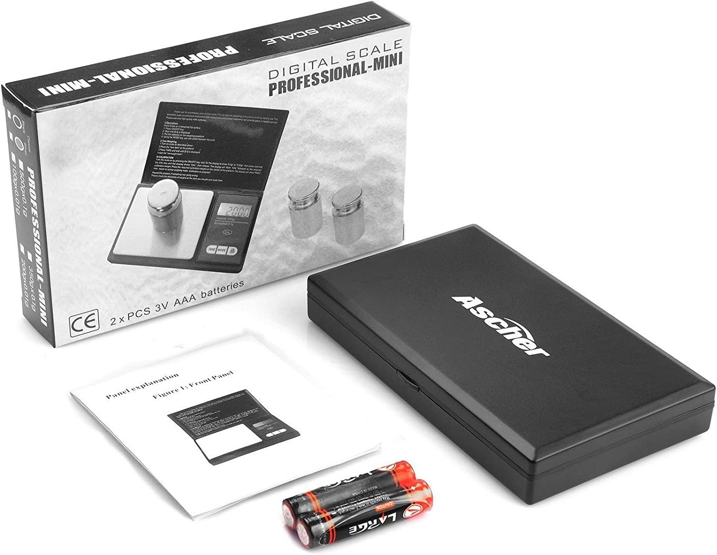 Ascher Digitale Taschenwaage, 200 x 0,01g, Taschenwaage Feinwaage Digitalwaage