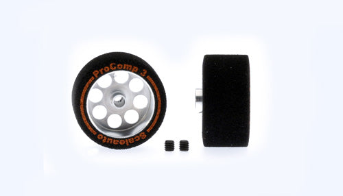 Scaleauto SC2436P Kompletträder Ø25,5x13mm ProComp-3 Moosgummi m.Ø19mm Alufelgen f.Ø3mm