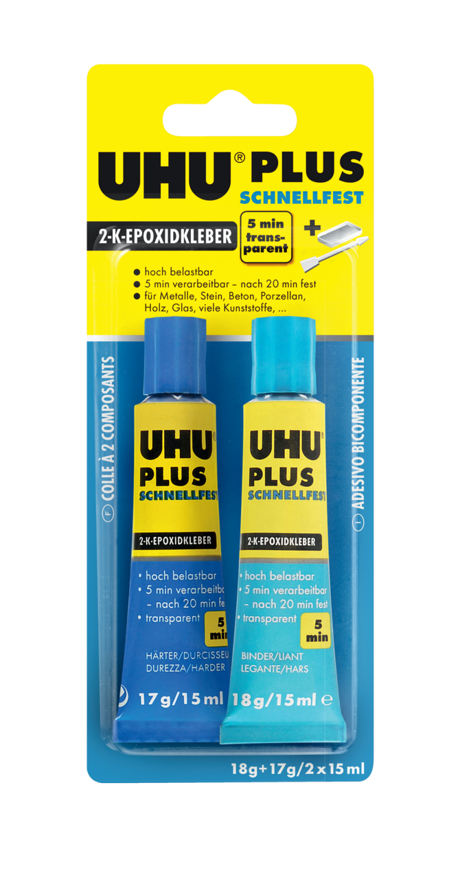Plus Schnellfest 2-K-Epoxidkleber Transparent 18g + 17g