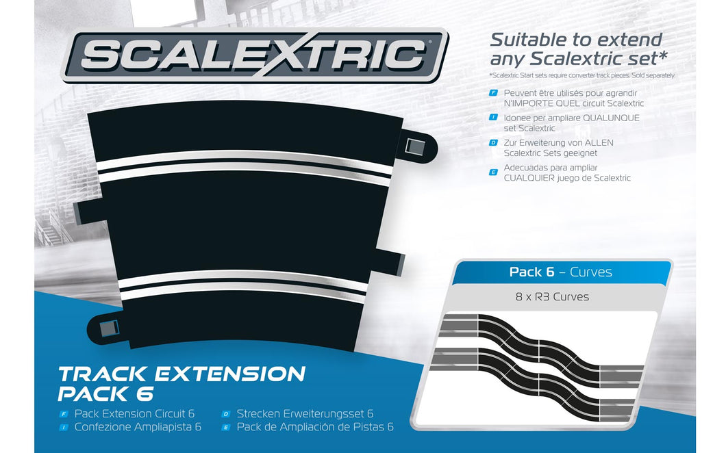 Scalextric C8555 Track-Erweiterungspaket 6 Radius 3 Kurve 22,5° x 8