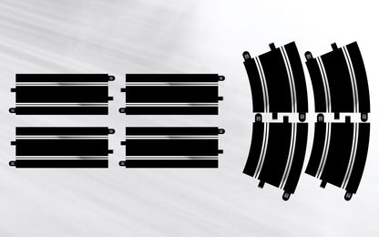 Scalextric C8556 Track-Erweiterungspaket 7 Standardgerade x4 & Radius 3 Kurve 22,5° x4