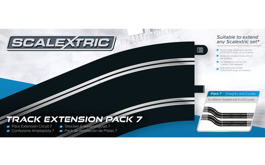Scalextric C8556 Track-Erweiterungspaket 7 Standardgerade x4 & Radius 3 Kurve 22,5° x4